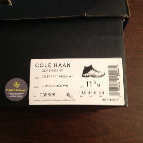 Cole Haan Men's ZeroGrand Black Suede & Textile WR ZG Hiker Boots 11.5M NIB - Picture 8 of 10